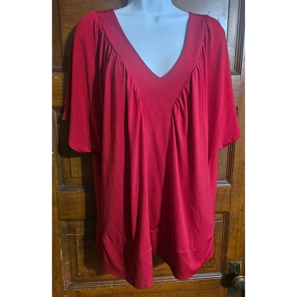 AB Studio V-Neck Ruched Smooth Blouse